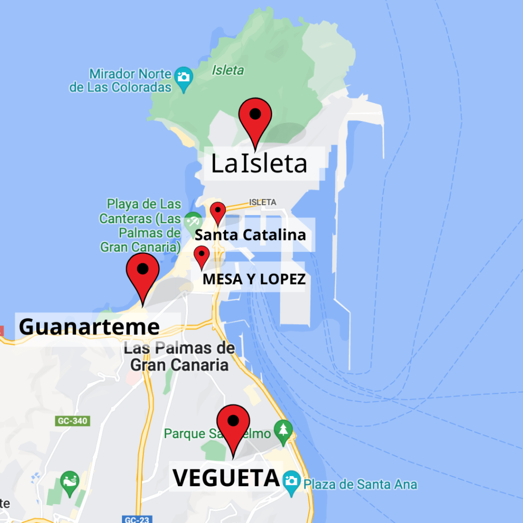 best neighborhoods in Las Palmas map